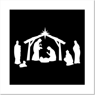 The Christmas Nativity White Silhouette Posters and Art